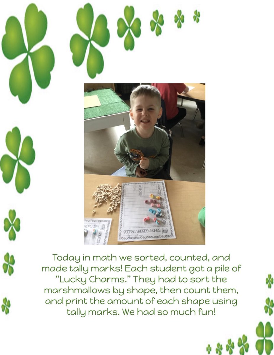 I love when teachers  in #HPCDSB share the engaging and fun math happening in their classrooms - especially when it features this boy! My little guy engaged in some lucky charms math and graphed his results! #handsonmath #earlymath @daledaze