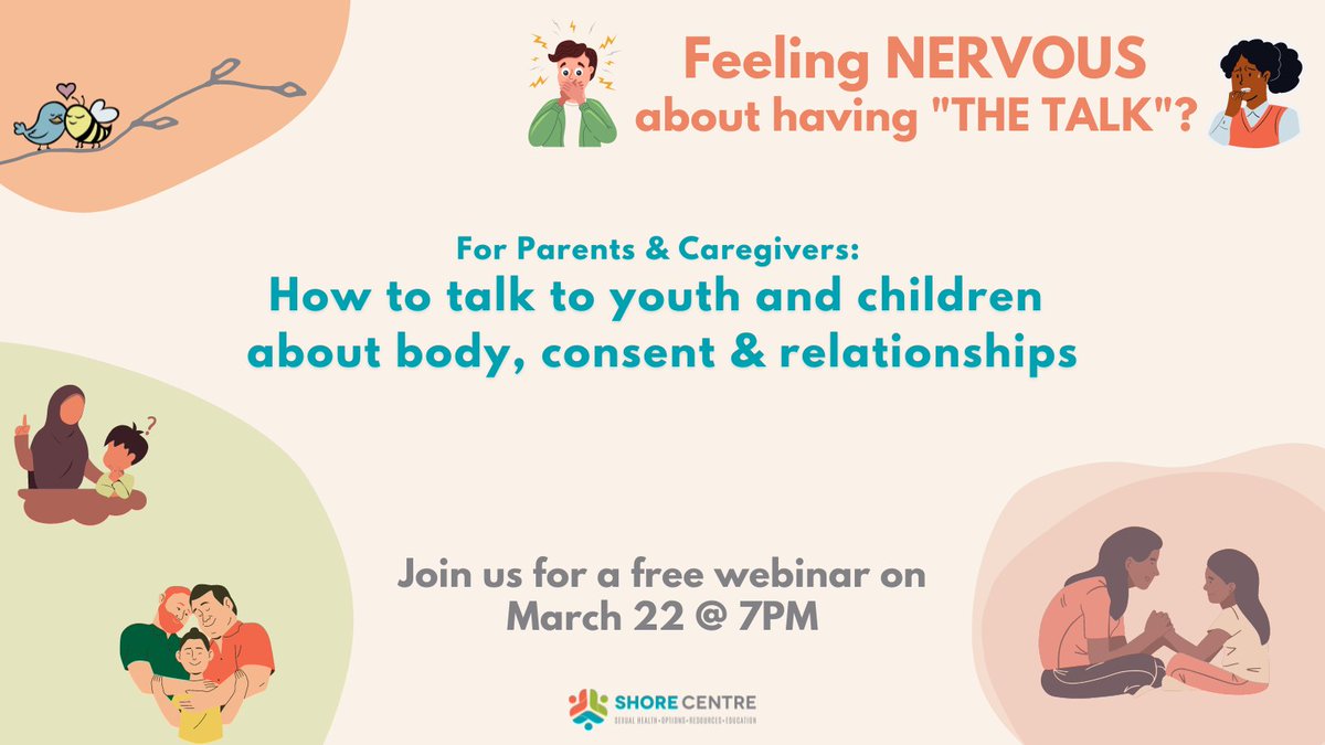 SHORE Centre (@shorecentrewr) on Twitter photo Parents/caregivers: have you been asked where babies come from? Are you nervous about having THE TALK? Join us on March 22 @ 7pm! SHORE is hosting a free webinar to help engage in conversations re: body, consent, boundaries, & relationships. Register now eventbrite.com/e/how-to-talk-… Parents/caregivers: have you been asked where babies come from? Are you nervous about having THE TALK? Join us on March 22 @ 7pm! SHORE is hosting a free webinar to help engage in conversations re: body, consent, boundaries, & relationships. Register now eventbrite.com/e/how-to-talk-…