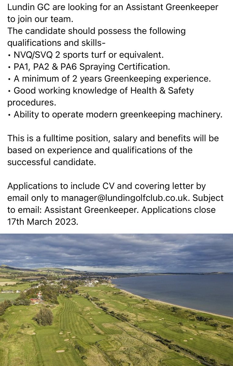 Great opportunity to Join our team @lundingolfclub.