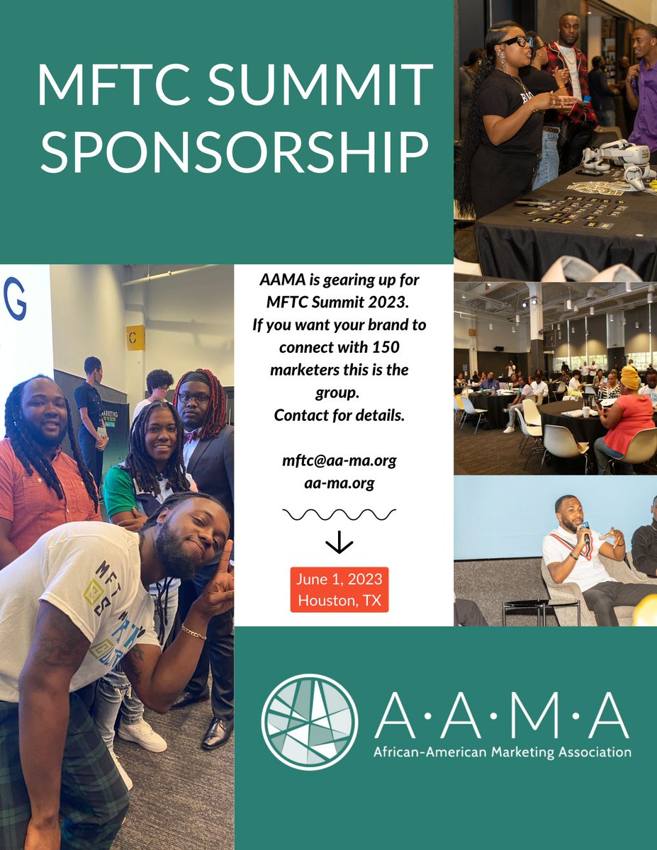 Want to sponsor AAMA's MFTC Summit?

This is a great chance to get in front of 150 #marketers to share your product or service. Our attendees consist of #contentmarketers, strategists, designers, agency owners, and more.

If you or someone you know that is interested DM me.