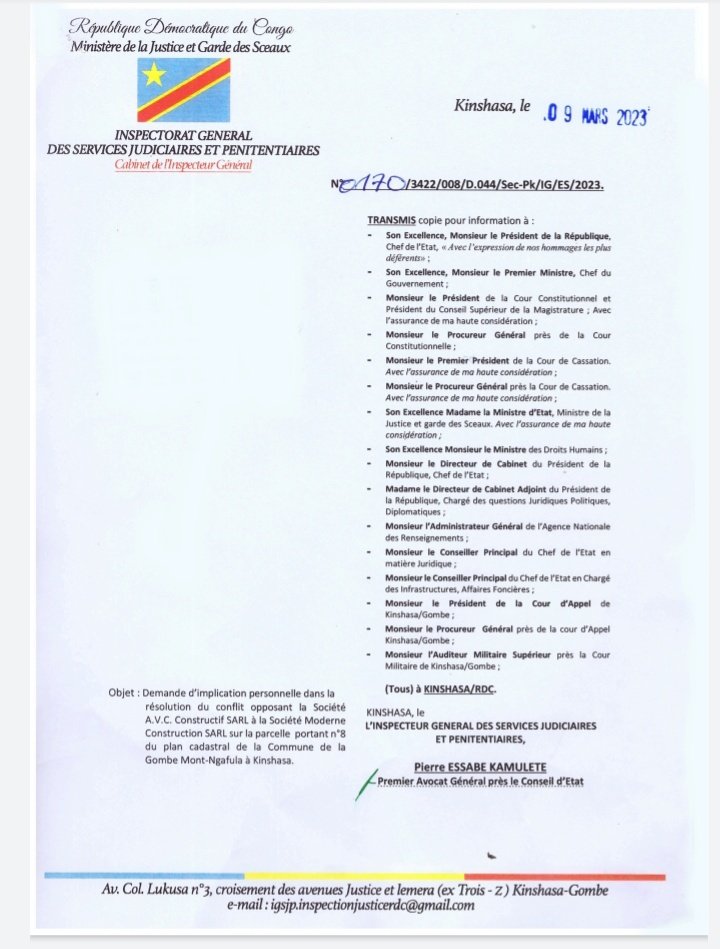 BenMadilu's tweet photo. Pacifique kahasha mouillé jusqu'au cou, ds le dossier moderne vs AVC
Il est clair que ce dernier tire des ficelles car la lettre de l'inspecteur général esabe le prouve.
@fatshi13_  @LukondeSama https://t.co/lsK4509X4G