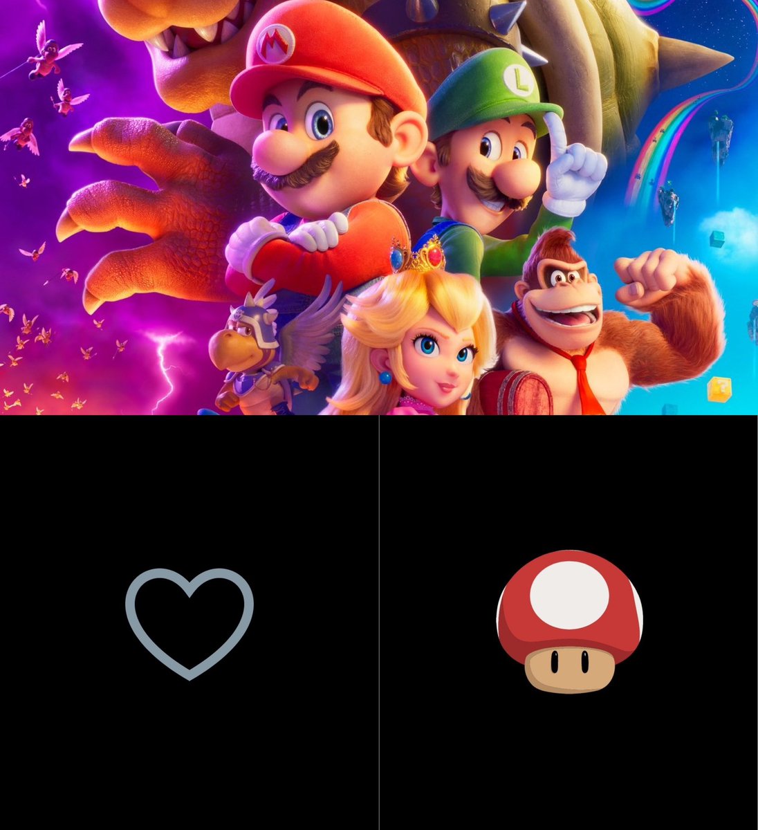 The #SuperMarioMovie hashtag has implemented an animation for the like button.