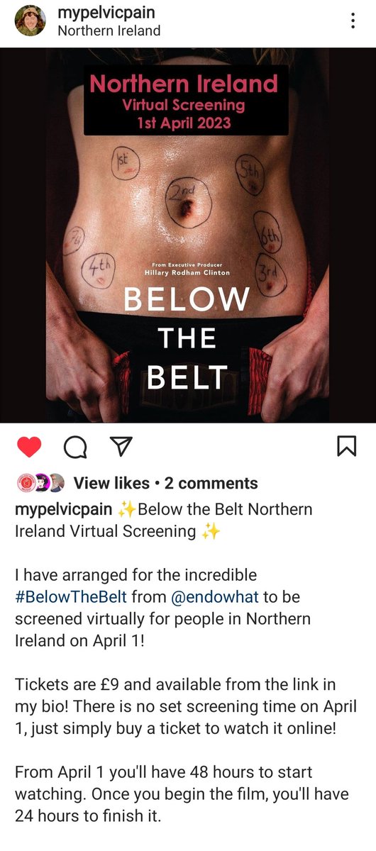 Kathleen_M_King's tweet photo. For all my Northern Ireland people! @endowhat documentary Below The Belt Virtual screening. Absolutely essential viewing for all, please share  #endometriosis
Thanks to Sarah Rose for her work on organising this. @SarahRoseMcCann
🔗 https://t.co/pErA7l5O8a https://t.co/OnJ5kOOIYq