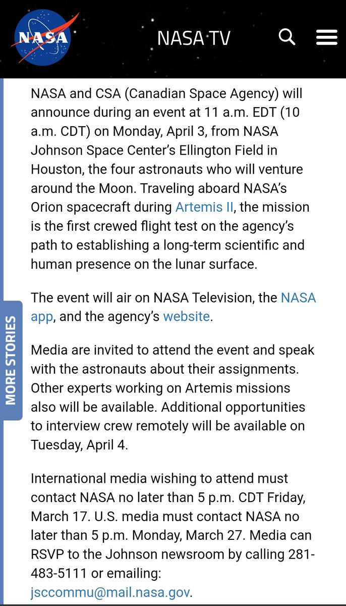tek_nikel54's tweet image. 🗞️ @NASA, #CanadianSpaceAgency to #Assign #ArtemisII #Moon🌔  #Astronauts. #NASA #officially targets #November2024 for #launch.🌹

#SpaceNews #OrionSpacecraft #moonmission 
🎥 #MoonTV dai.ly/x8iy3vh
📷 @FoxNews 
foxnews.com/tech/nasa-arte…
