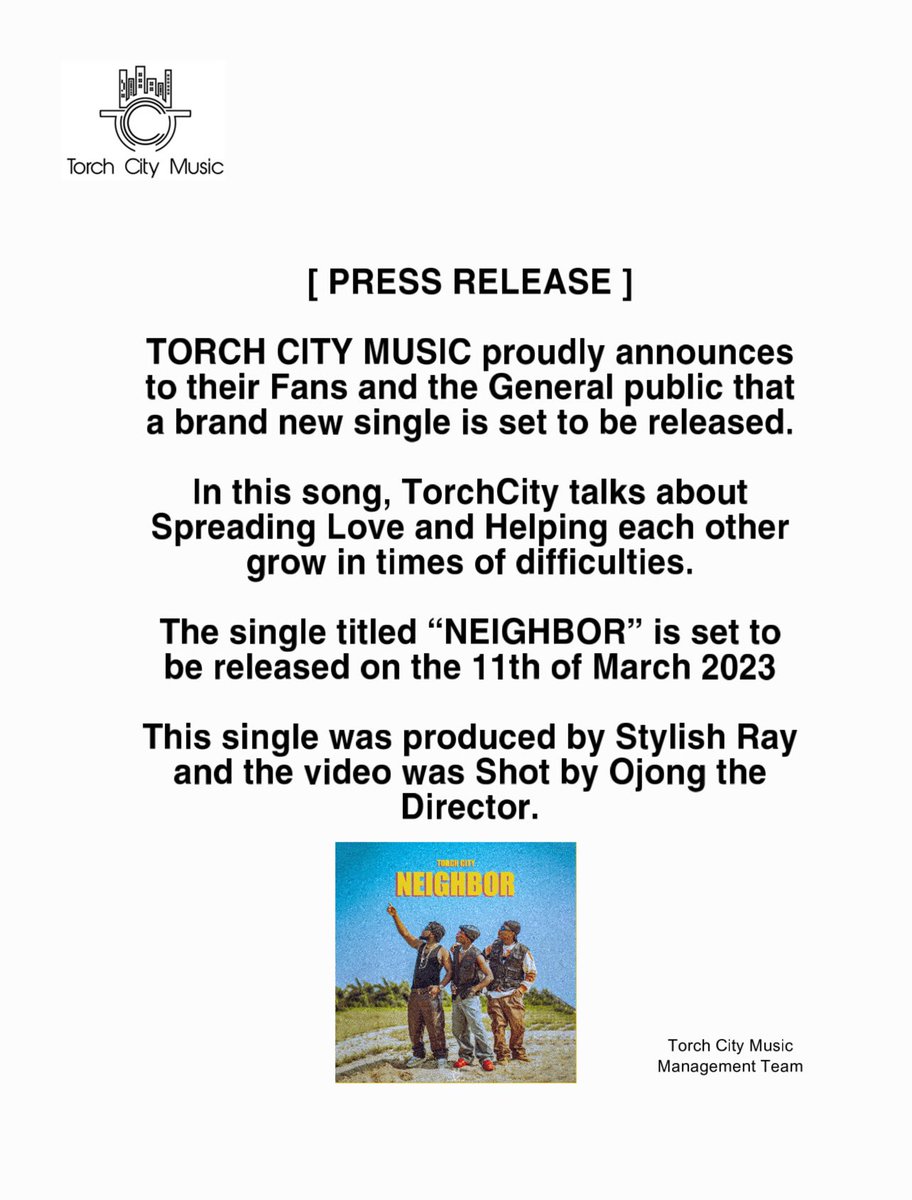 TorchCityMusic's tweet photo. #NEW #NEW 🚨 🚨 
#NEIGHBOR by @TorchCityMusic drops tomorrow Saturday 11th of March . https://t.co/4jR2O9WqpK