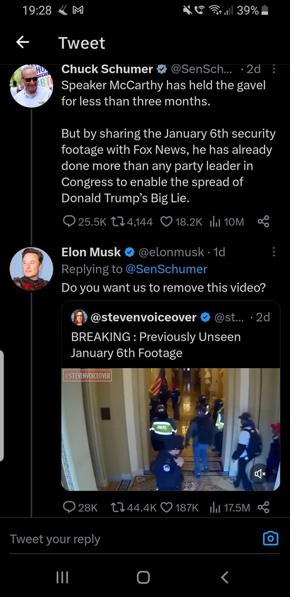 Is evidence such as unedited video used to prove/support a "truth" or to support a "lie"?
It seems <a href="/SenSchumer/">Chuck Schumer</a> is confused. <a href="/elonmusk/">Elon Musk</a>'s beautiful irony below.