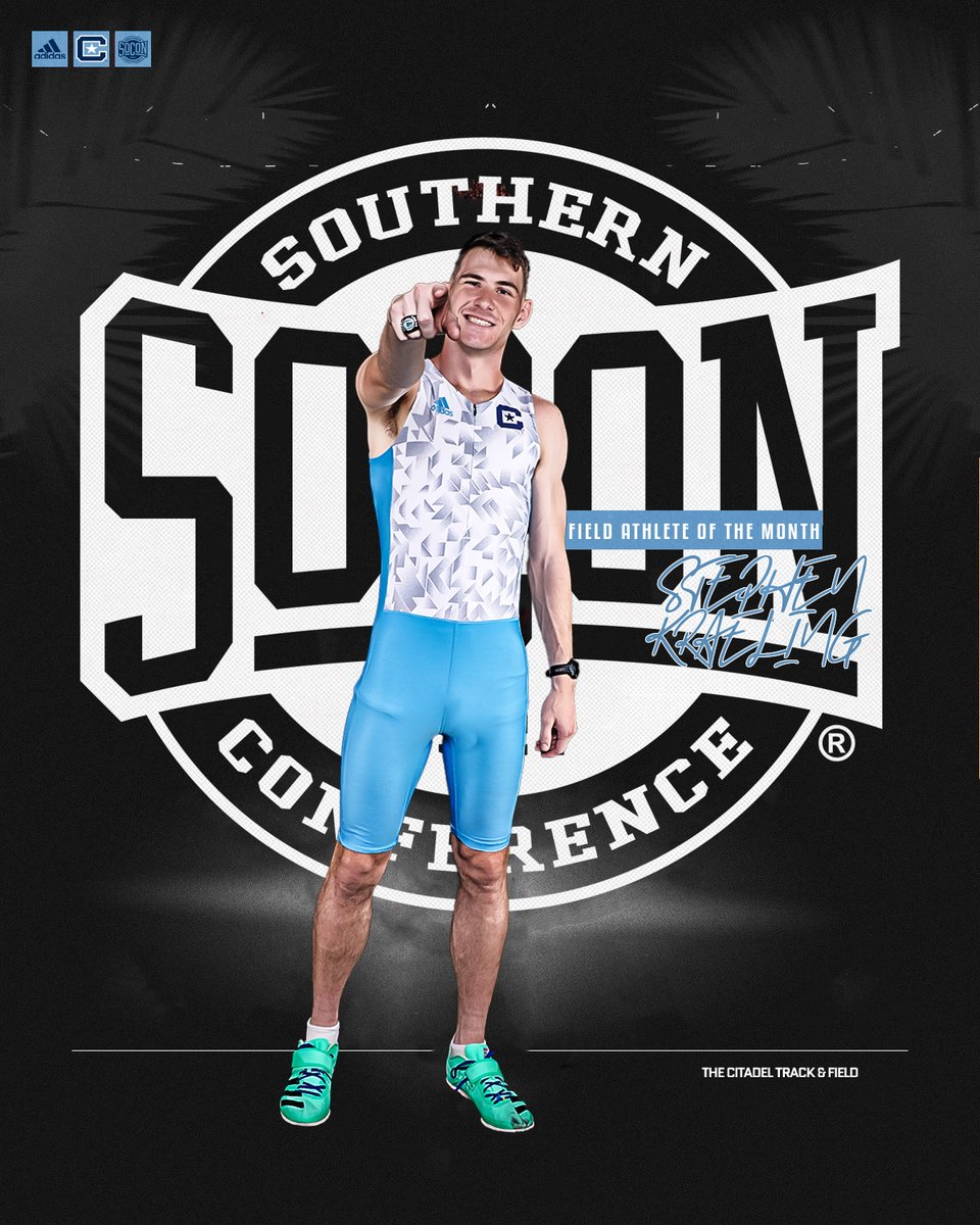 CitadelTFXC's tweet photo. Congratulations to Stephen Kraeling for being named the Southern Conference Field Athlete of the Month!

#OurMightyDogs https://t.co/cSGWfmyy7r