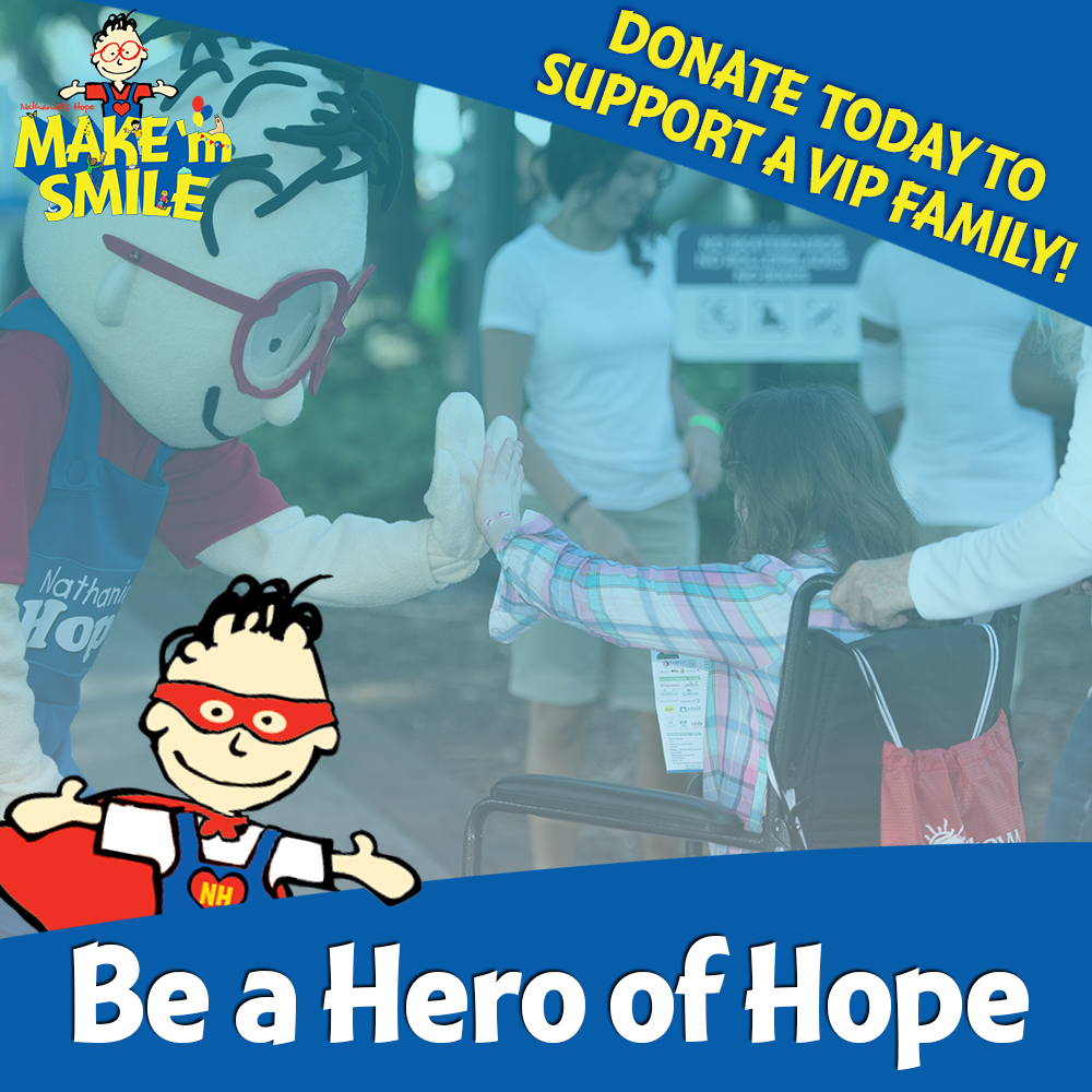 NathanielsHope's tweet image. Did you know it's only $20 to sponsor a VIP family at MAKE 'm SMILE? Or that you can start a campaign to help raise funds and spread awareness about MAKE 'm SMILE?

Join us this year and be a Hero of Hope to VIP Families 🦸‍♂️🦸‍♀️
bit.ly/42041st

#HeroOfHope #MMS23