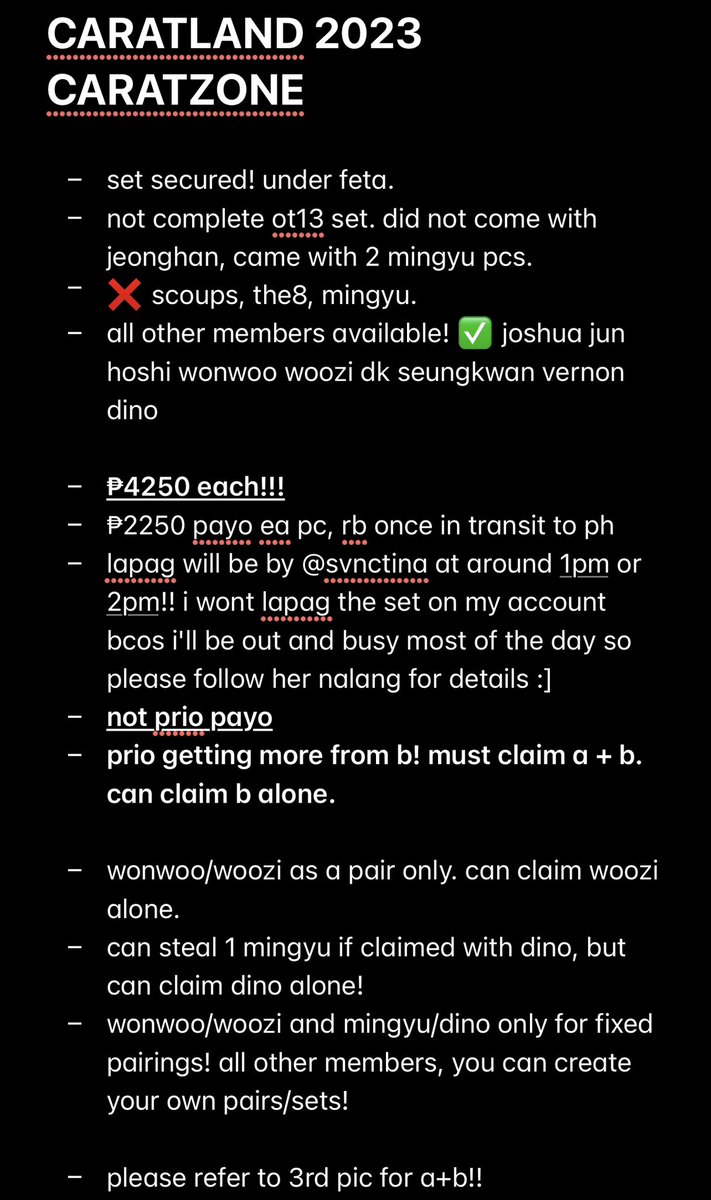 details for cl23 caratzone pcs! this is not yet the claiming tweet