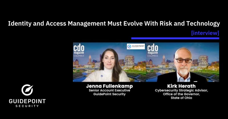 Just watched a great conversation about the importance of #IAM and collaboration in cybersecurity with Jenna Fullenkamp and Kirk Herath. Check it out: okt.to/Vn13jO #cybersecurity #collaboration #digitaltransformation #OHIOGovernor #GuidePointSec