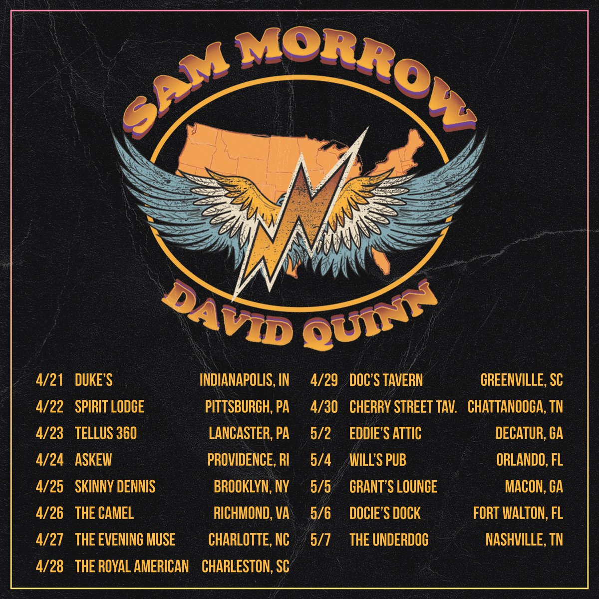 Stoked to be hitting the pavement with my boy @DavidQuinnBand soon. All tix on sale through the site. Who’s comin?