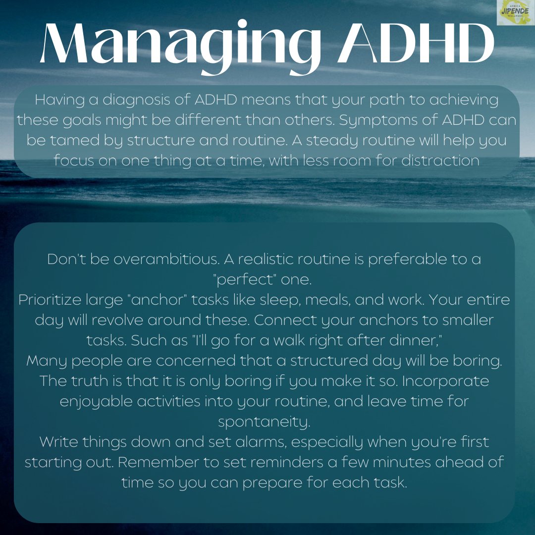 Attention Deficit / Hyperactivity Disorder, commonly known as ADHD is our second topic of the year. There are many ways of coping with and managing ADHD. In the image below, we have written some of those ways. DM us to share your thoughts and tales or request assistance.