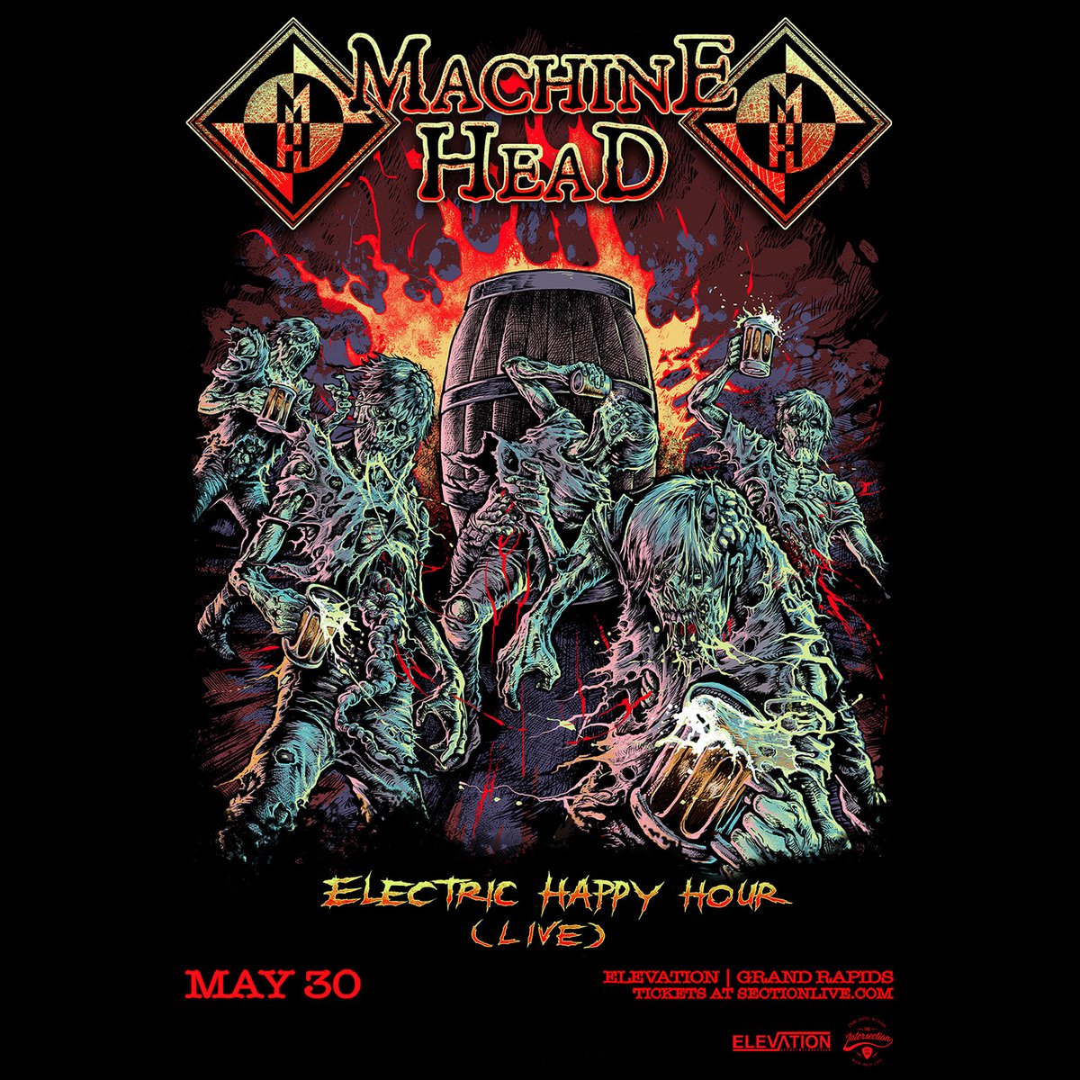 Venue Presale - Machine Head @MfnH Electric Happy Hour (Live) at Elevation on 5/30 Get tickets now - 3/16 at 10pm with password ELECTRIC 🎫 bit.ly/MachineHeadGR