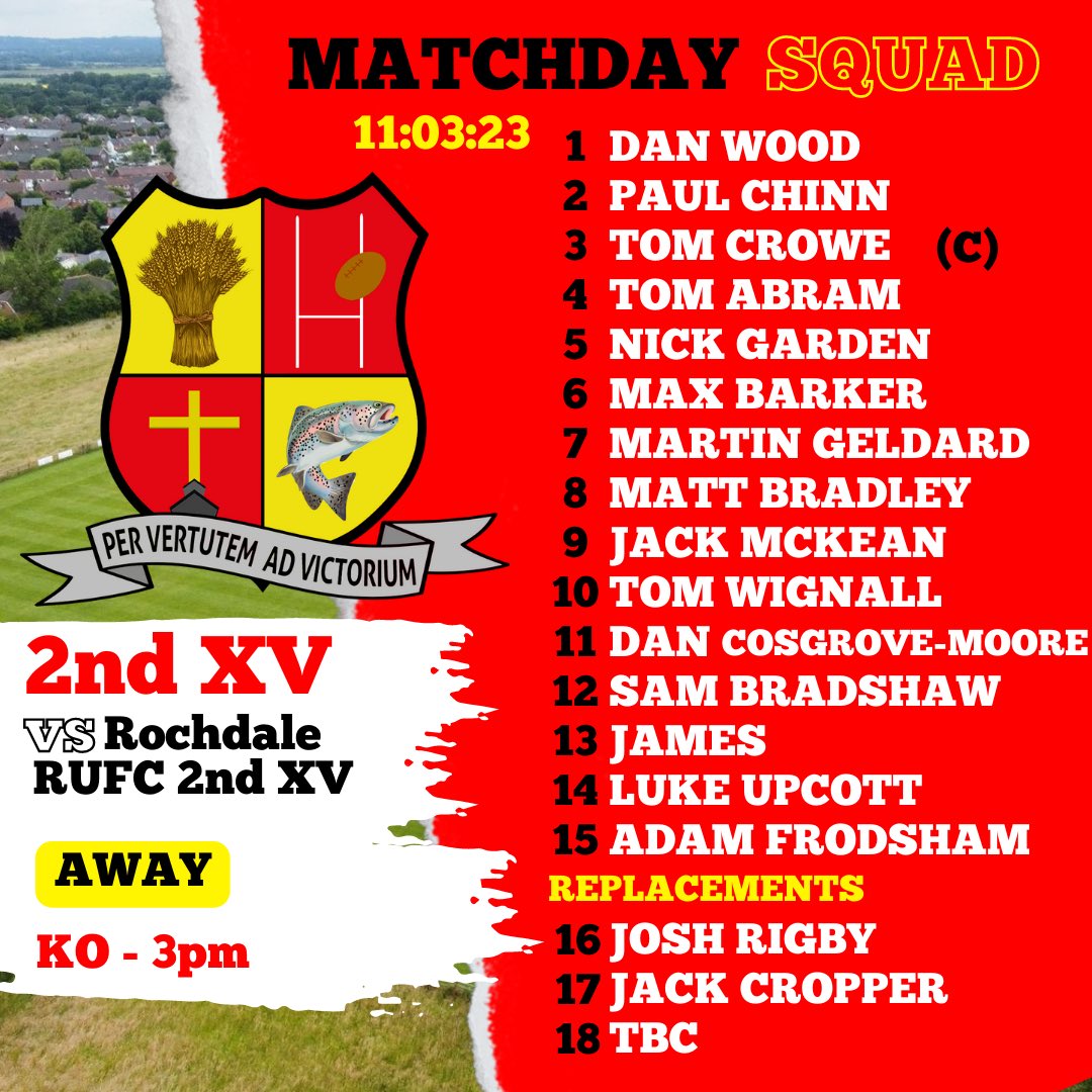 🚨SENIOR SQUAD TEAM NEWS 🚨

Here are our 1st &amp; 2nd XV squads for this weekends fixtures against <a href="/LSH_Rugby/">Liverpool St Helens</a> &amp; <a href="/Rochdale_RUFC/">Rochdale Rugby Union</a> 2nd XV!

Go well lads!!! 💪🏻

#onebadgeoneclub 
#wearetarleton 
❤️💛🖤