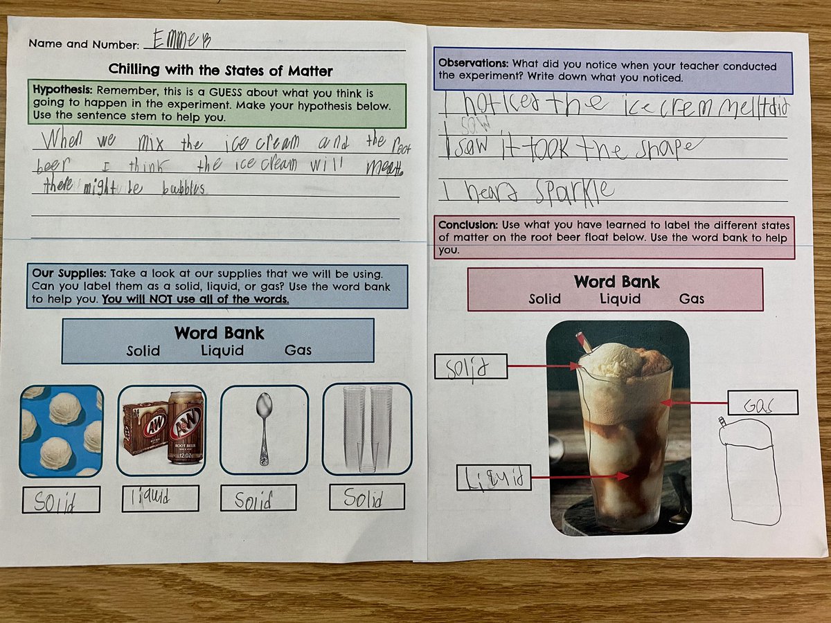 MrsGunlock_3's tweet photo. What better way to learn about solids, liquids &amp; gases than with a root beer float experiment! Who knew Science could be so delicious?! 🍨 
@115bgs https://t.co/Fkx8OohIXx