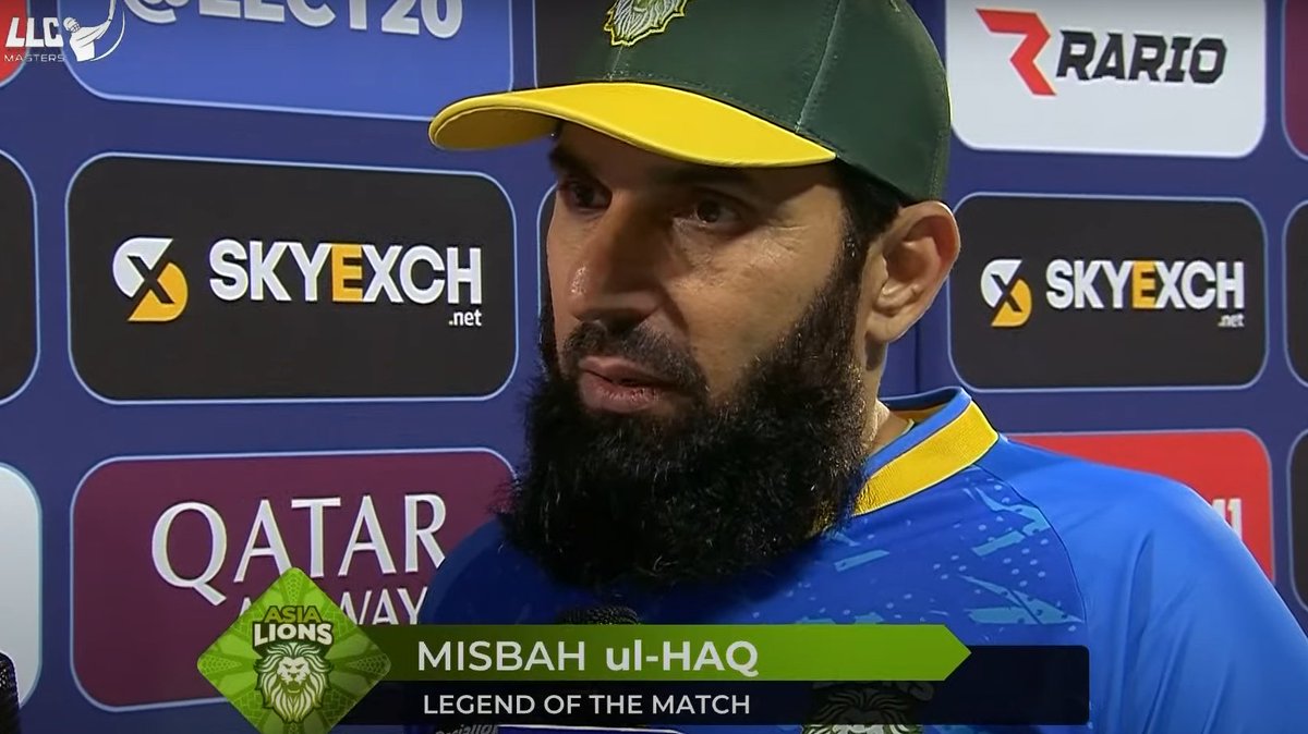 Presenter:
You went in to bat at 19/2 with your team in trouble.... Talk us through it! 
Misbah: 
Nothing new for me!😂🥺❤️
#LegendsLeagueCricket