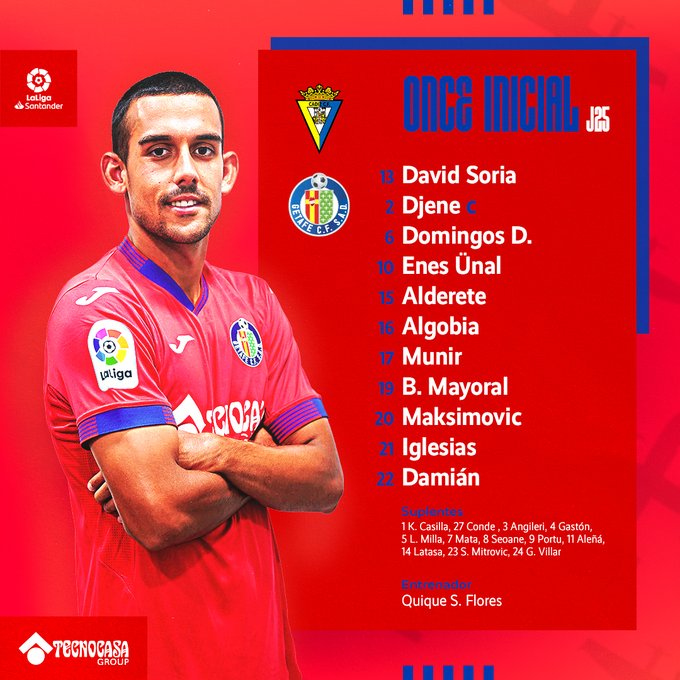 elchiringuitotv's tweet photo. ➡️ ¡Con este once saltará el @GetafeCF al césped del Nuevo Mirandilla! #LaLigaSantander https://t.co/SWwU4ZqcYV