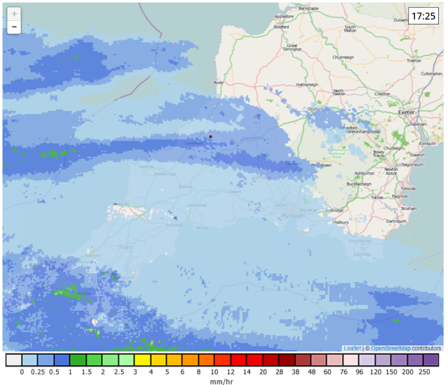 DavidstowInfo's tweet image. Evenin' @Netweather &amp;amp; @metoffice,

I've just got back from my habitual bike ride across #Davidstow Moor &amp;amp; I'm happy to report that I returned bone dry. There wasn't even any mist around Brown Willy.

So how to explain these rain radar images from the start &amp;amp; middle of my ride?