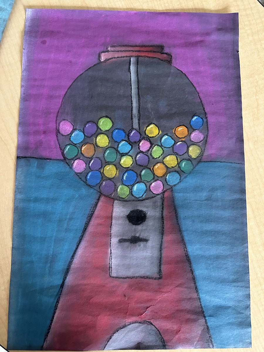 And just because the gr 4/5 class couldn’t be outdone by the gr 3/4’s wet dogs…Wayne Thiebaud inspired gumball machines in chalk pastel.  WOW! @RCDSB #RCDSBArts