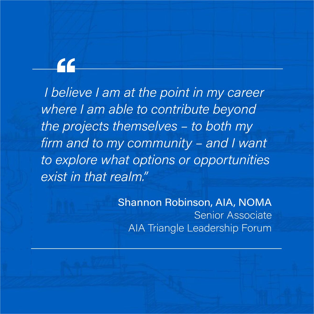 Senior Associate Shannon Robinson, AIA, NOMA has been accepted into the <a href="/AIA_Triangle/">AIA Triangle</a> Leadership Forum Class of 2023-24! This year-long program is designed to give young architects professionals opportunities for professional and personal growth. 

#DudaPaine #AIATriangle