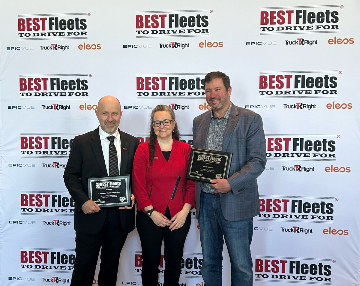 ErbTransport's tweet photo. This past weekend, the @TCANews and @CarriersEdge recognized the 2023 Best Fleets to Drive For in Orlando, Florida!
Our CEO and President, Wendell Erb, received The Erb Group's plaque to bring home to New Hamburg.
#AnotherCoolMove #BestFleetsToDriveFor https://t.co/sZS3xYR2Ud