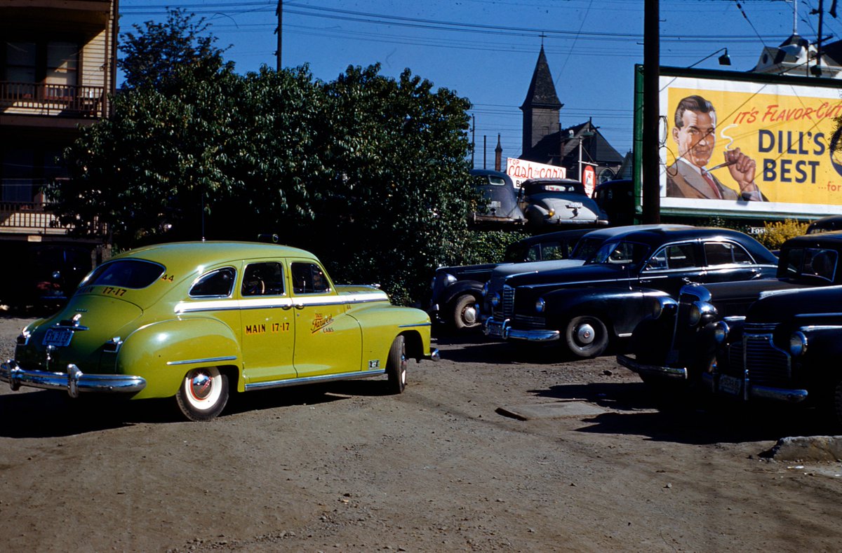 📸 Seattle ,Farwest Cab,1947  #kodak #colorslides #kodachrome #35mm © Seattle Municipal Archive