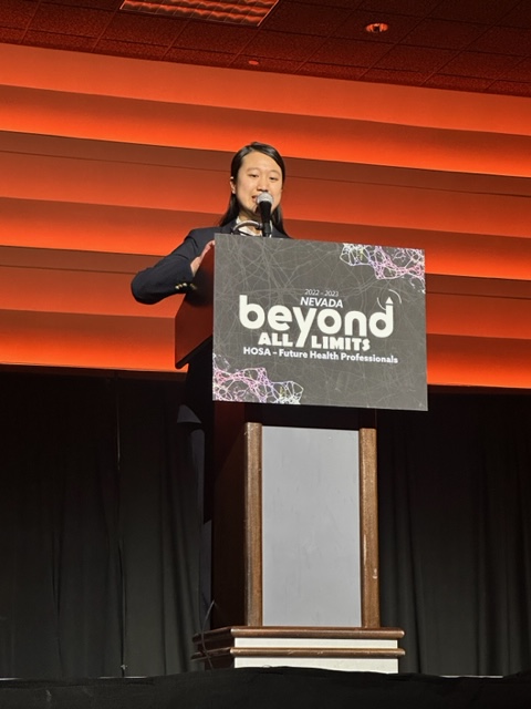 WCTAPrincipal's tweet photo. Congrats @WestCareerTech HOSA! New State Prez Milena Nguyen & So Region VP Lily Kazemi! 5 state pres in 8 years, Outstanding State Leader Lauren Bui (22-23 State Prez pictured below) #whatsgoingon #westtechbesttech #NevadaHOSA #Leadership We <3 advisor Mr. Gonzales! https://t.co/XvQQjiNoxz
