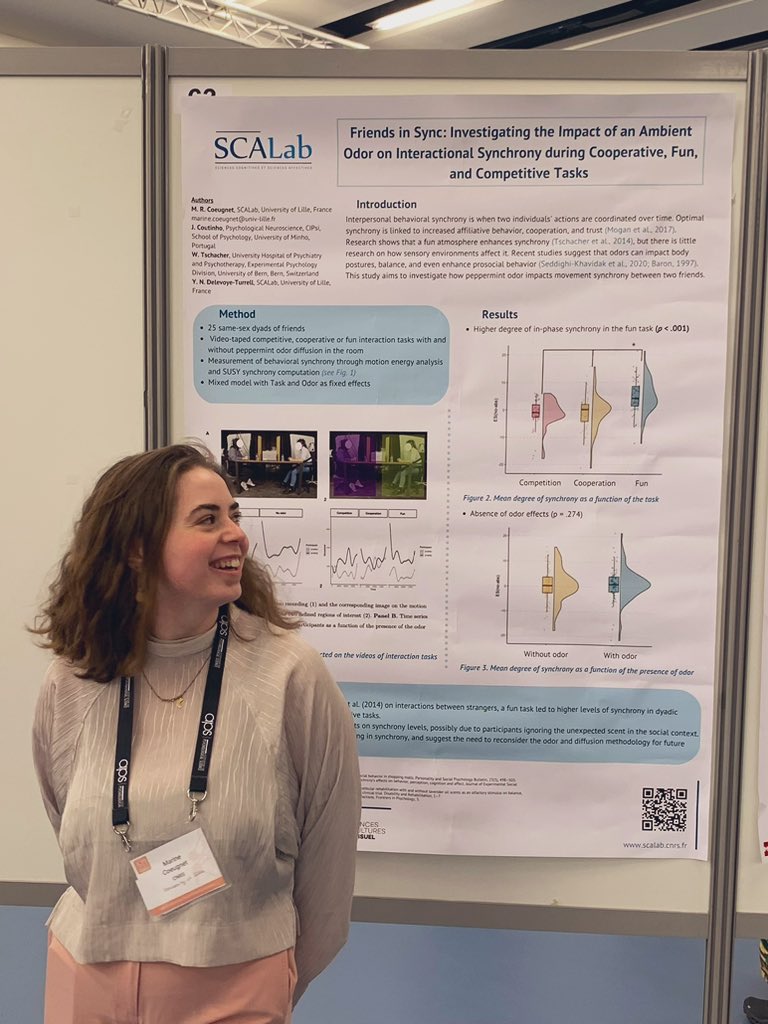 CoeugnetMarine's tweet image. Come and chat with me about interpersonal synchrony and odors on #ICPS2023 (poster number 63) !