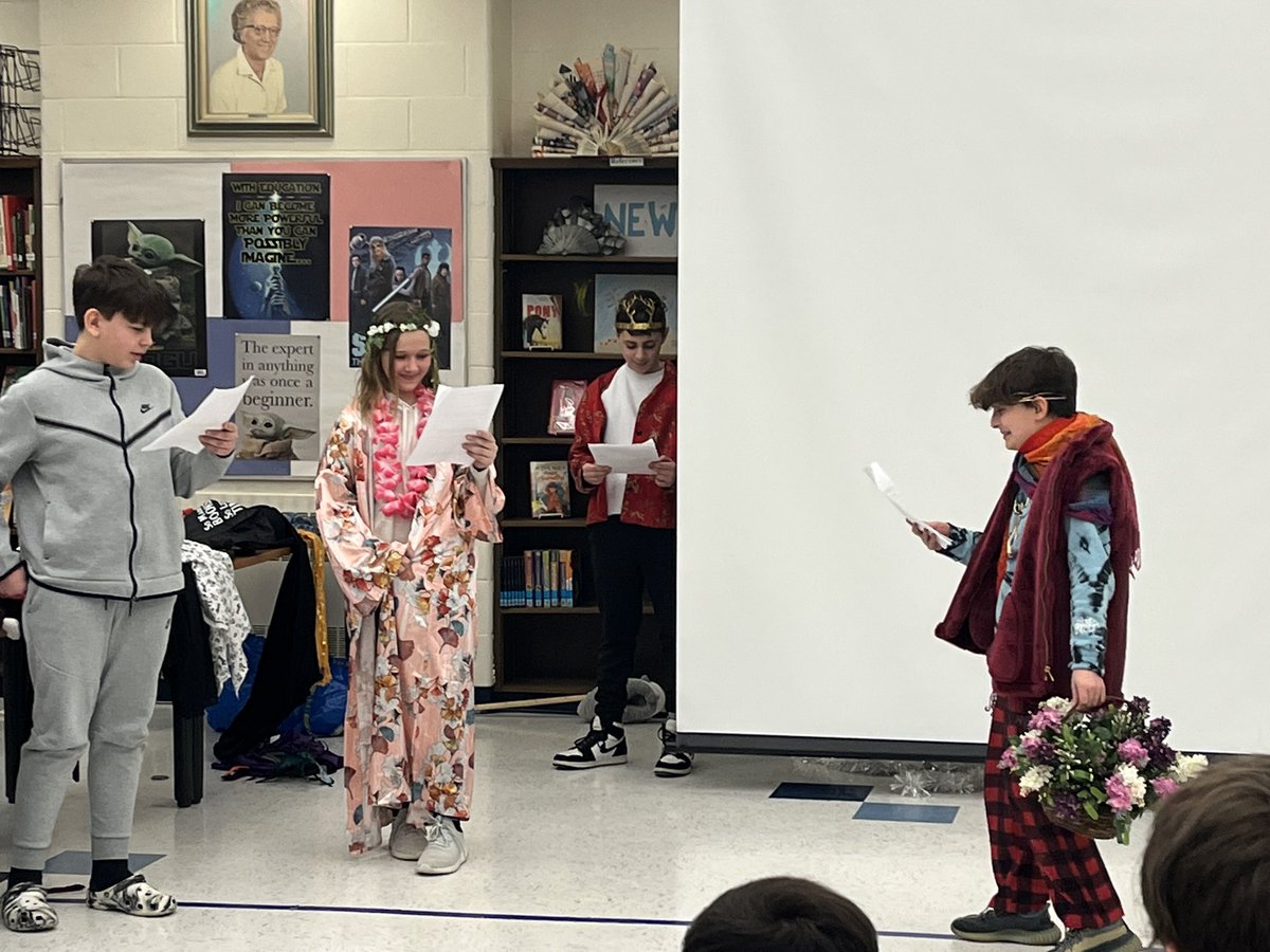LibraryMESMS's tweet image. Mrs. Cook’s classes had fun in the library today presenting some Greek Mythology!