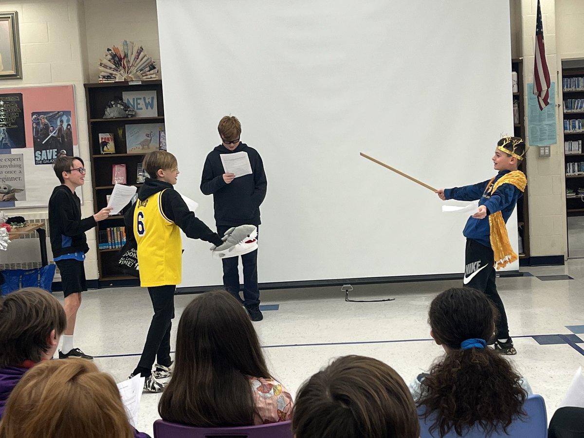 LibraryMESMS's tweet image. Mrs. Cook’s classes had fun in the library today presenting some Greek Mythology!