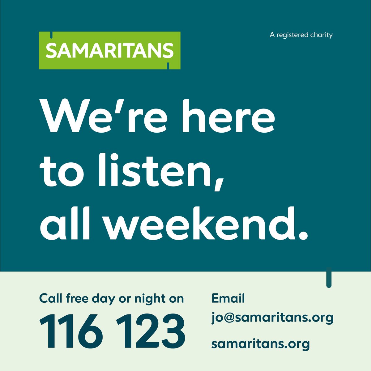 Whatever you're facing this weekend, we'll face it with you - you don't have to go it alone 💚