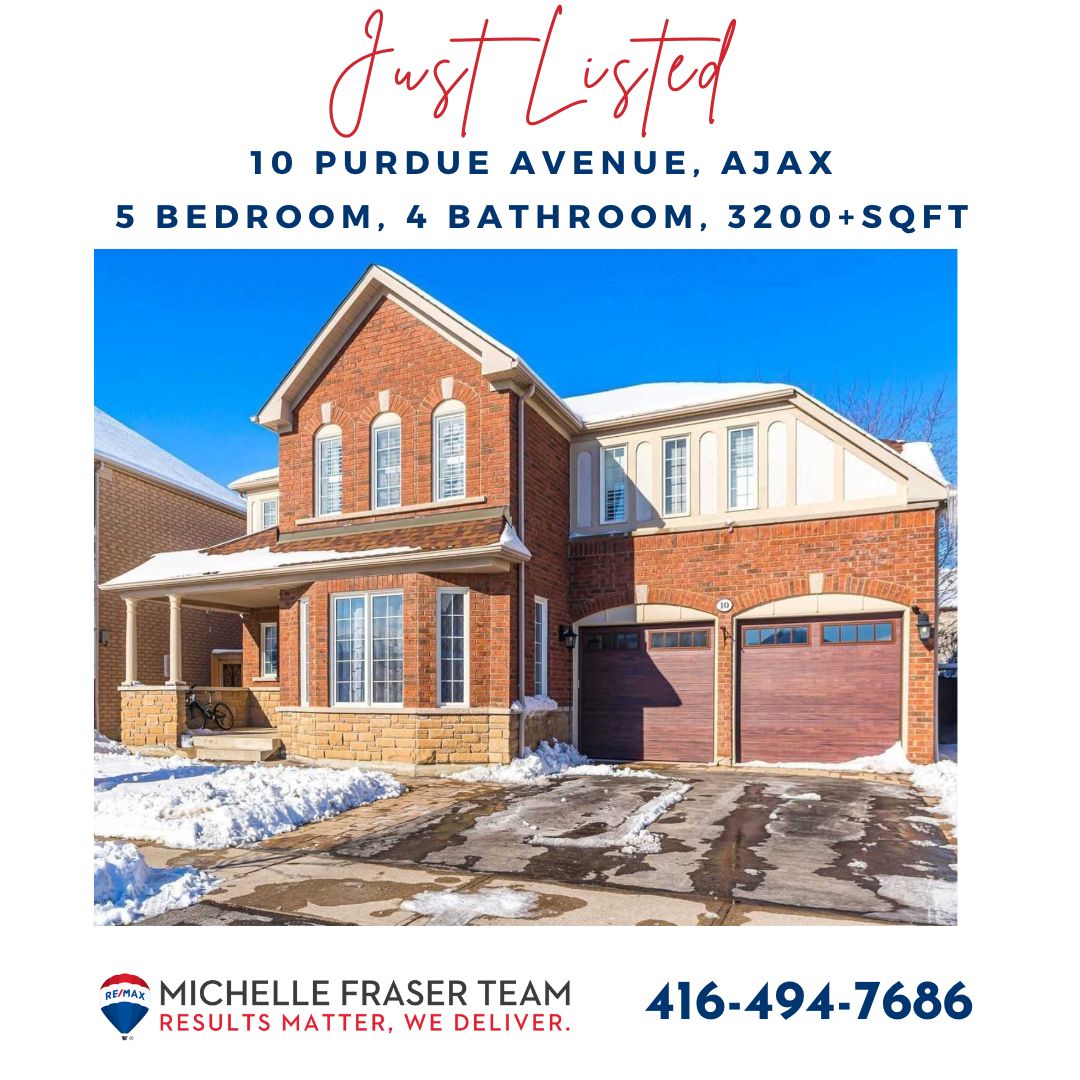 🏠 Just Listed: Beautiful 5-Bedroom Home in Ajax, Ontario!

Look no further than this stunning 3200+sqft home

 📞 The Michelle Fraser Team at 416-494-7686

#justlisted #ajax #ajaxrealestate #dreamhome #familyhome #Remax #DurhamRegionRealEstate #MichelleFraserTeam