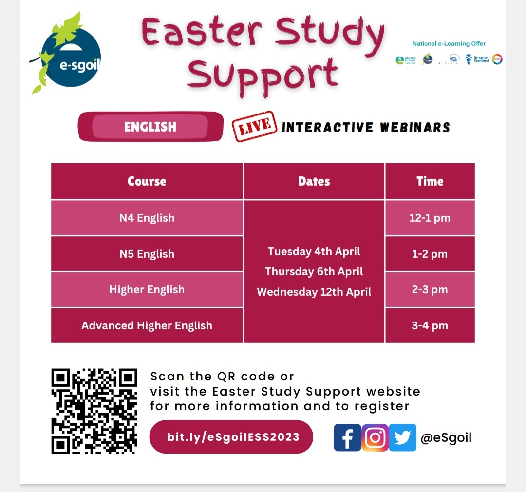 Easter Supported Study dates and times. Bring it on!