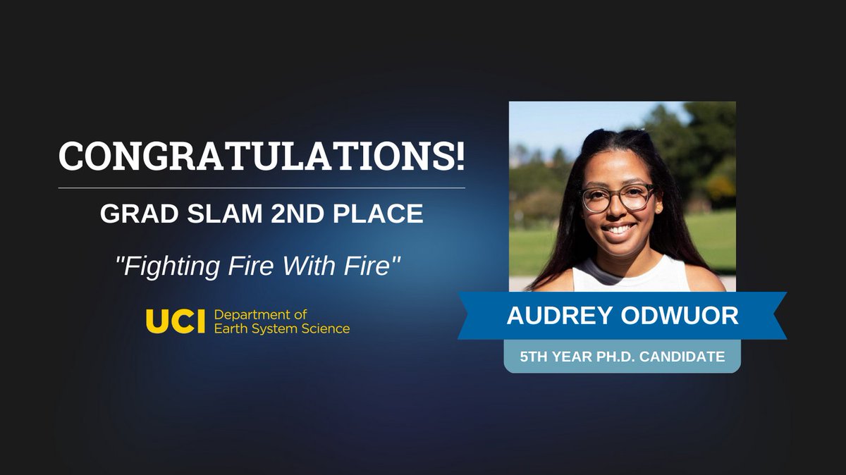 Congratulations to Audrey Odwuor for getting second place in this year's @UCI GRAD SLAM!!

@UCIPhysSci
@UCIrvineGD
#UCIGradSlam
#UCIGradSlam23