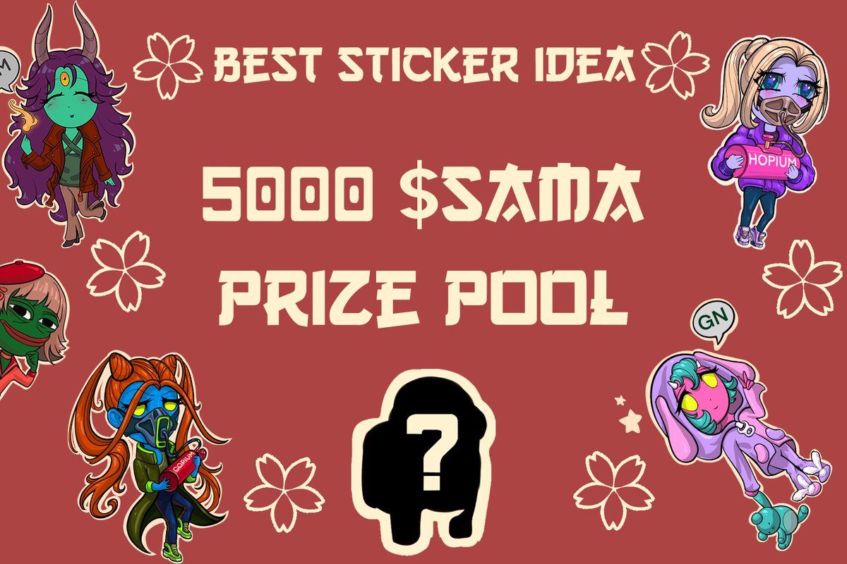 ⛩️5000 $SAMA + FREE SAMAKI #GIVEAWAY⛩️

As you know we recently released an original sticker pack for our fam. We love them and want YOU to give us ideas for more stickers!

Read the next post to find out all the raffle details🧵

P.S. <a href="/DonnieBigBags/">Donnie</a> Hope you'll notice us!

[1/2]