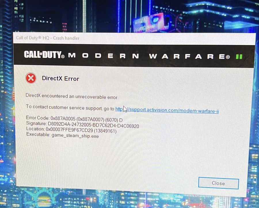 DonKenou's tweet photo. @RavenSoftware Fix your game please! I have reinstalled the game three times, and this keeps popping up. Itβs so annoying! #DirectXError @CallofDuty https://t.co/kryjDGH8sF