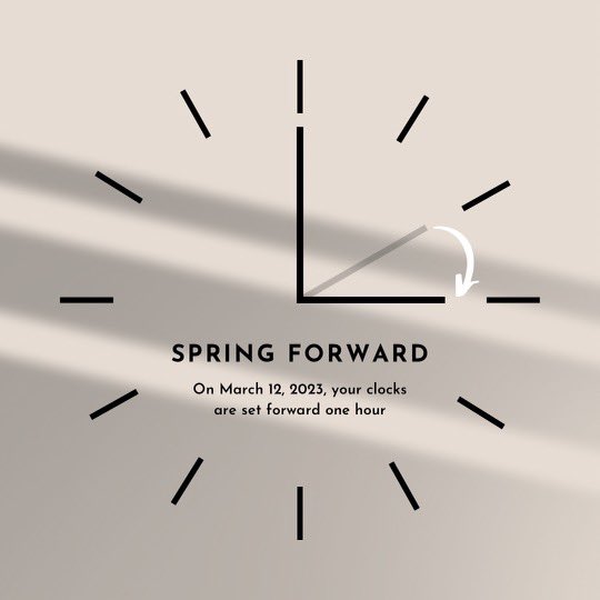 FirstLineUS's tweet image. Don’t forget to set your clocks ahead one hour this Sunday! Have a great weekend!