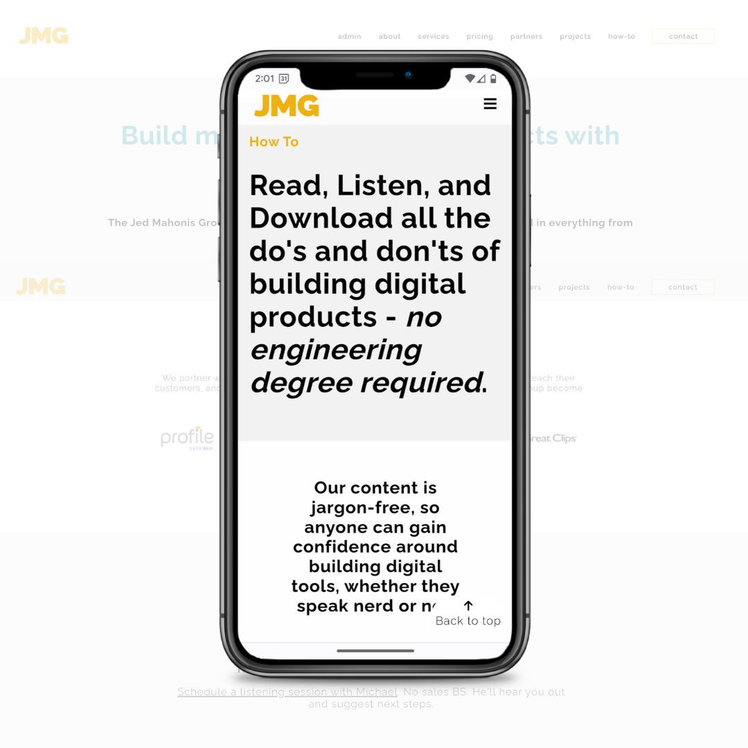Just a snippet of some of the changes recently made at jmg.mn to be a transparent resource and true partner for building digital products.