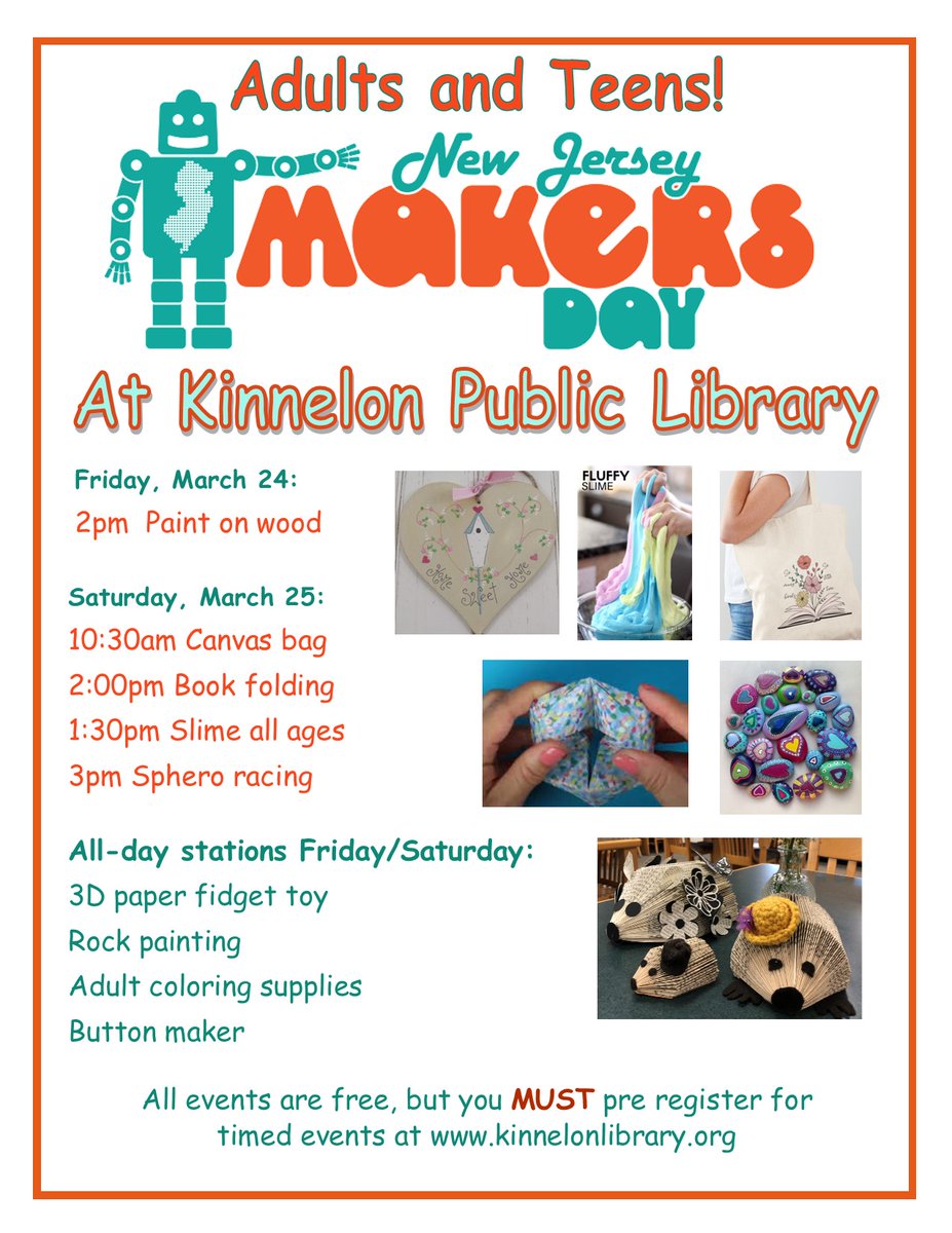 KinnelonLibrary's tweet image. Makers Day at the Library-Mar 24 &amp;amp;25 - mailchi.mp/kinnelonlibrar…