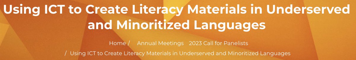 African Studies Association (@asanewsonline) on Twitter photo 🚨Join the panel: ICT to Create Literacy Materials in Underserved/Minoritized Languages
<a href="/blsamuel2004/">Amethyst Professor</a>'s looking for papers on how ICT could expand access to reading materials in languages underserved in ed settings but are mother languages of learners.
ow.ly/7mtM50NcHQX 🚨Join the panel: ICT to Create Literacy Materials in Underserved/Minoritized Languages
<a href="/blsamuel2004/">Amethyst Professor</a>'s looking for papers on how ICT could expand access to reading materials in languages underserved in ed settings but are mother languages of learners.
ow.ly/7mtM50NcHQX