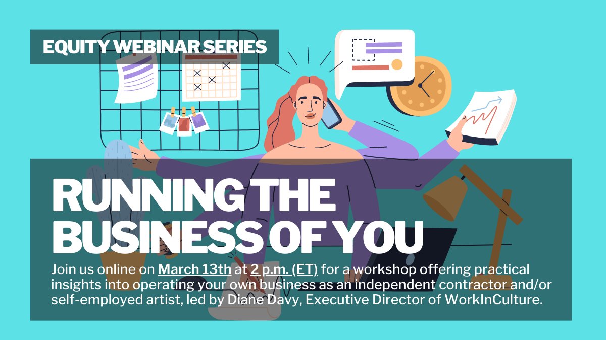 CdnActorsEquity's tweet photo. Don't forget - Running the Business of You, an online workshop offering practical insights into operating your business as an independent contractor and/or self-employed artist, is this coming Monday, March 13th at 2:00 pm (ET).

Register to attend here: https://t.co/gOw9r9rh4A! https://t.co/jWRKXgzgMm