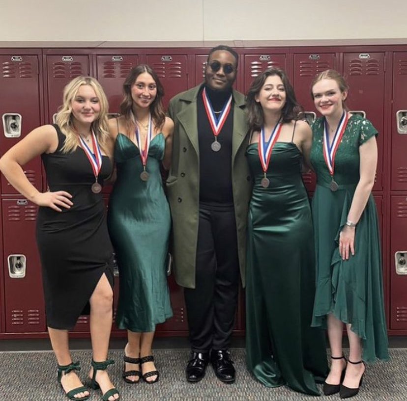 Congratulations to the company of Front advancing to BI-DISTRICT 🪖🤎
&amp; congratulations to individual award winners!! 
Karen Canales- outstanding technician 
Andie Cotto- honorable mention
Vanessa Solis - honorable mention
Sarah Squires- all star cast
Trent Tisdom- all star cast