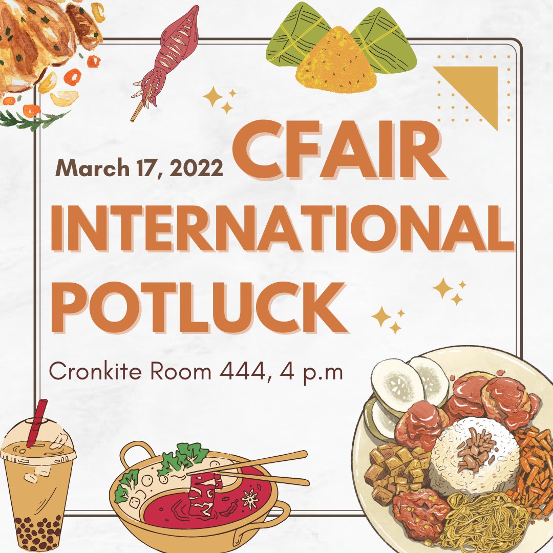 cfairasu's tweet photo. Howdy folks,
Calling out our foodies and culture enthusiasts! Join our upcoming CFAIR International Potluck event on Friday!🥘🌎
When: Friday, March 17, 4 p.m
Where: Cronkite School Room 444
Let's celebrate our stories and learn more about our cultures through the power of food. https://t.co/GOHBIdshcO