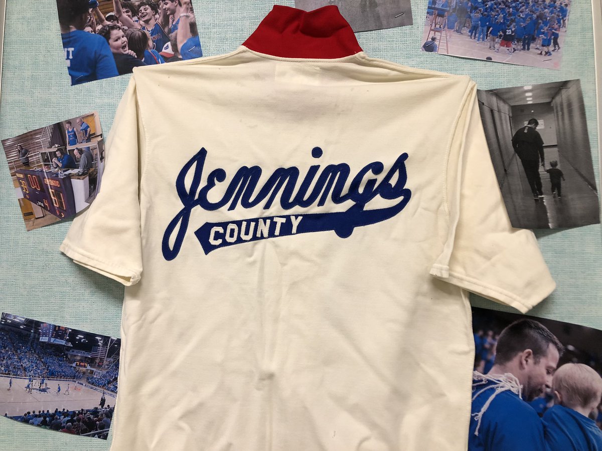Special thanks to Missy Taylor and Tamara Lawson for decorating the athletic department display case with these classic jerseys and warm-up top! #WeAreJC 🏀