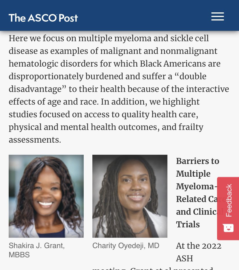 Missed #ASH22? Need a recap of #mmsm & #SickleCell disparities rel- research? ✅ our @ASCOPost article Studies Focusing on Age- and Race-Related Disparities in Multiple Myeloma and Sickle Cell Disease - The ASCO Post ascopost.com/issues/march-1… @CharityOyedeji #gerionc #healthequity