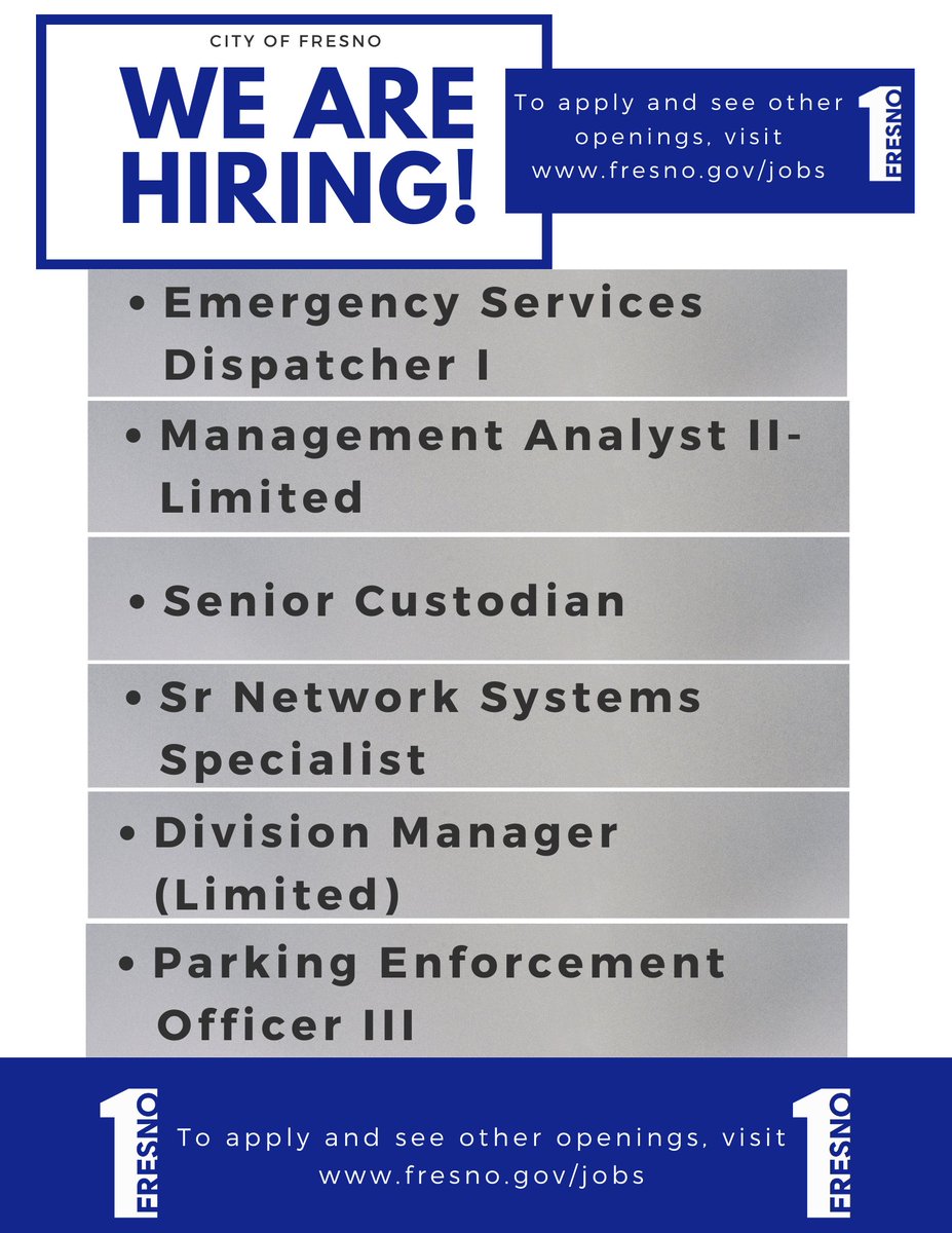 City of Fresno on Twitter "We are hiring!!! Apply now online at http