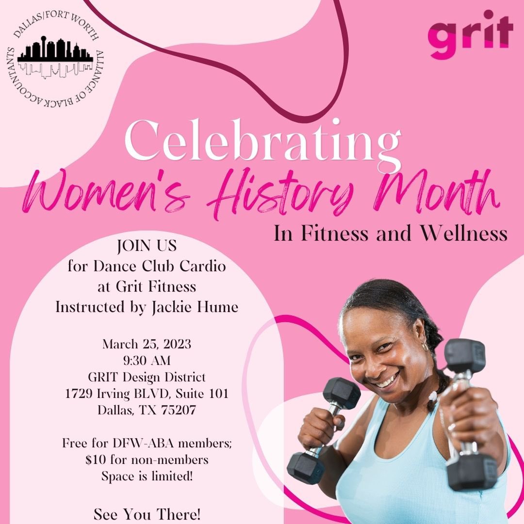 DFW-ABA &amp; GRIT Fitness have joined forces to host a Dance Club Cardio class for the Ladies of DFW-ABA. During this class, participants will be able to workout while networking! This event is free for DFW-ABA members; $10 for non-members. Space is limited! Register today!