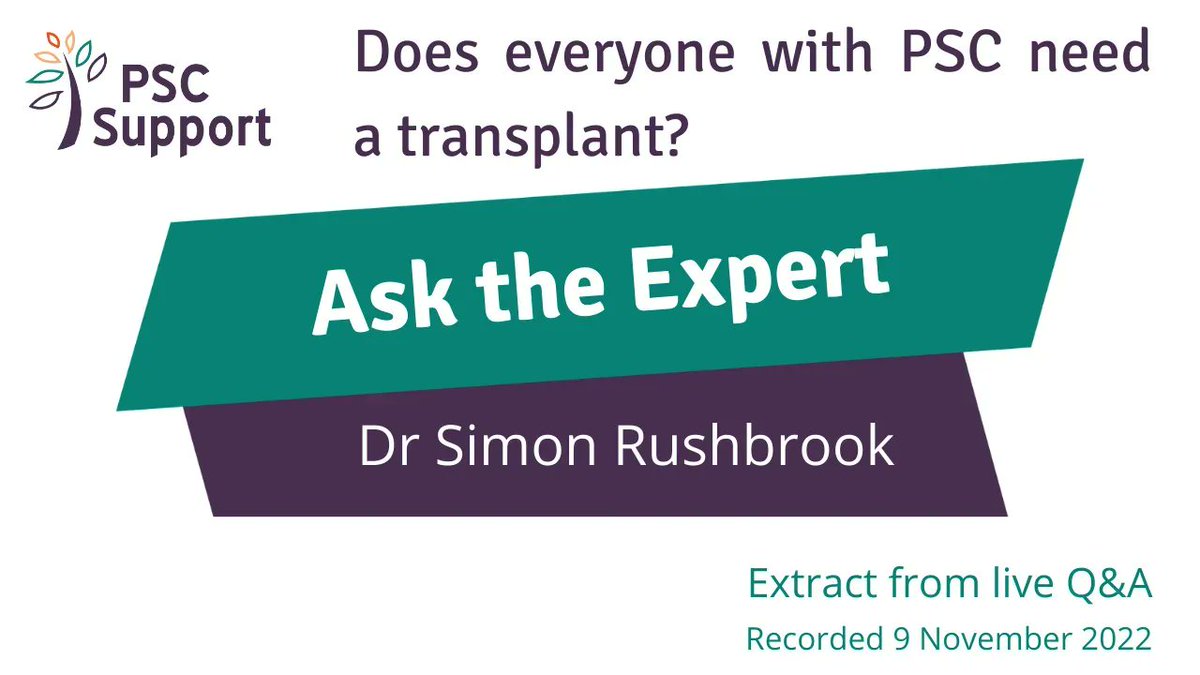 PSCSupportUK's tweet image. 🎬Do all people with PSC need a liver transplant? This is our most frequently asked question. Dr Rushbrook gave us an answer this during our November Ask the Expert live Q&A.
👍 Spoiler alert: The answer is no #PrimarySclerosingCholangitis
bit.ly/3kVvhaP