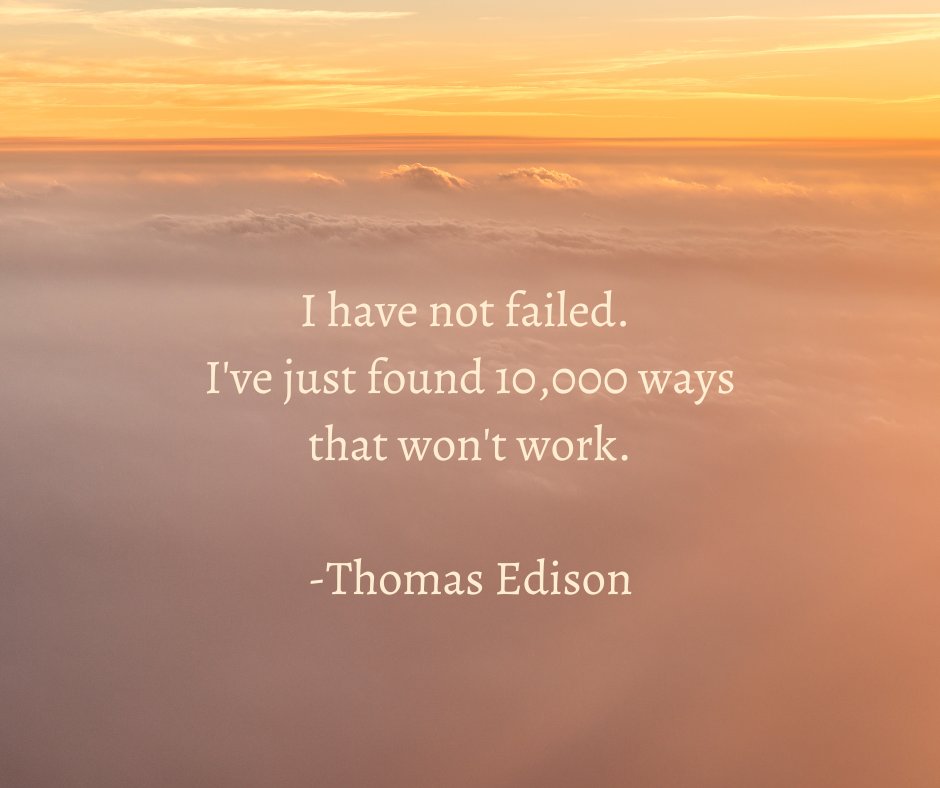 "I have not failed. I've just found 10,000 ways that won't work." - Thomas Edison 

#quote #quotes #fridaythought #fridayfeeling #fridaythoughts #motivation #fridayvibes #fridaymotivation #fridaymorning