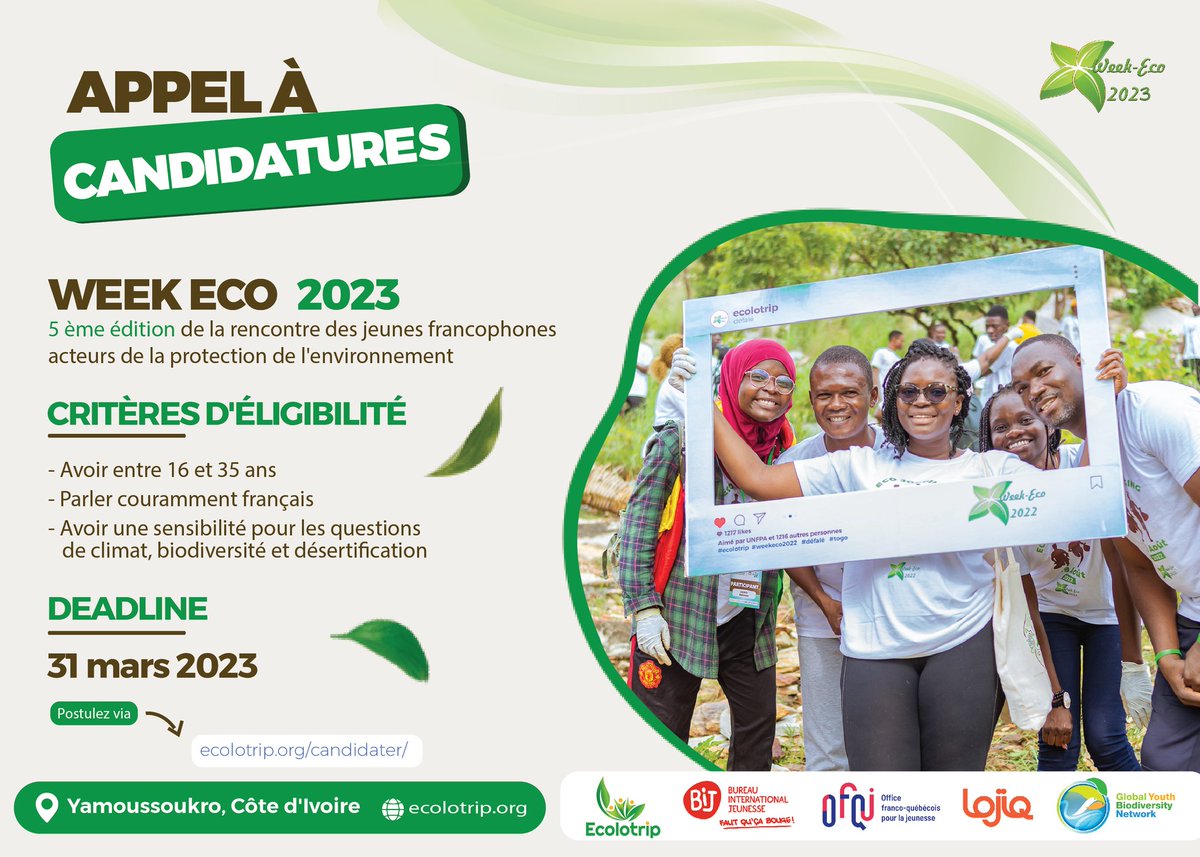 ecolotriporg's tweet image. HERE WE GO AGAIN !!! 

Placée sous le thème de l'innovation, de la transition énergétique et de la résilience climatique, la #Weekeco2023 pose ses valises à Yamoussoukro en côte d'ivoire. 

Si vous êtes jeune, dynamique et 

#CIV225 #TgTwittos #kebetu #wasexo #Guinee #Tchad